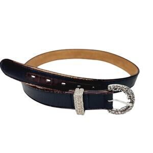 Vintage Brighton Leather Belt Silver Western Buckle Cowgirl Boho Y2k